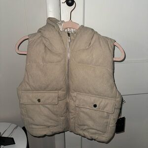 Iris Beige Corduroy Puffer Vest